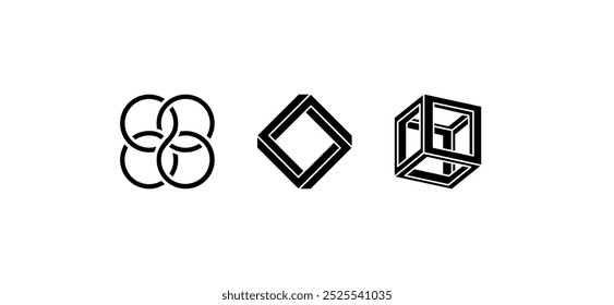 Geometric vector illustration set with modern shapes and icons, ideal for abstract designs and creative projects that require a fresh, innovative style.
