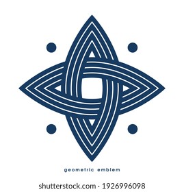 Geometric vector line art logo isolated on white, abstract linear contemporary style symbol, geometrical shape emblem, business corporate branding graphic design element.