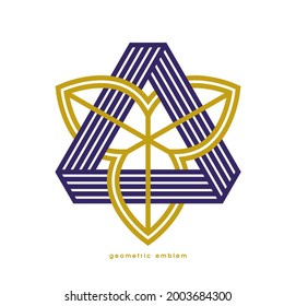 Logo de arte de línea vectorial geométrica aislado en blanco, símbolo de estilo lineal abstracto contemporáneo, emblema de forma geométrica, elemento de diseño gráfico de marca corporativa empresarial.