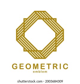 Geometric vector line art logo isolated on white, abstract linear contemporary style symbol, geometrical shape emblem, business corporate branding graphic design element.