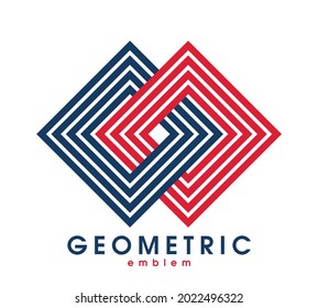 Geometric vector line art logo isolated on white, abstract linear contemporary style symbol, geometrical shape emblem, business corporate branding graphic design element.