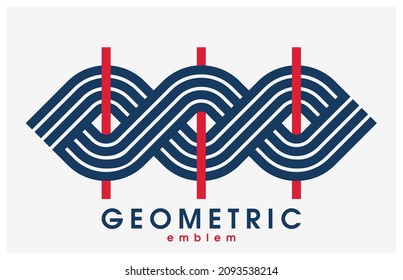 Logo de arte de línea vectorial geométrica aislado en blanco, símbolo de estilo lineal abstracto contemporáneo, emblema de forma geométrica, elemento de diseño gráfico de marca corporativa empresarial.