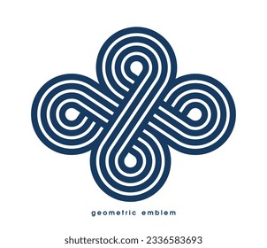 Logo de arte de línea vectorial geométrica aislado en blanco, símbolo de estilo lineal abstracto contemporáneo, emblema de forma geométrica, elemento de diseño gráfico de marca corporativa empresarial.