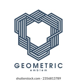 Logo de arte de línea vectorial geométrica aislado en blanco, símbolo de estilo lineal abstracto contemporáneo, emblema de forma geométrica, elemento de diseño gráfico de marca corporativa empresarial.