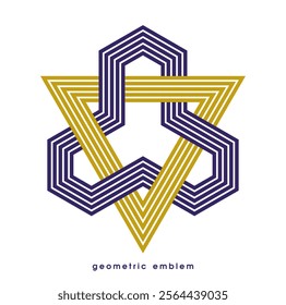 Geometric vector line art logo isolated on white, abstract linear contemporary style symbol, geometrical shape emblem, business corporate branding graphic design element.