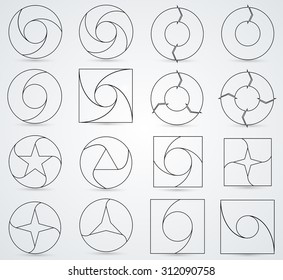 Geometric Vector Line Design, Shapes, Triangles , Circles , Squares. Infographics . Geometrical Shapes Set .