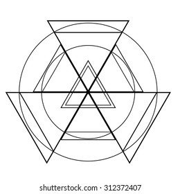 Geometric Vector Line Design, Shapes, Triangles , Circles . Geometrical Shapes Set .