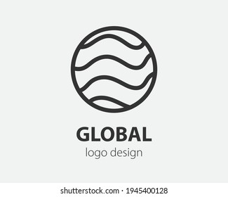 Geometric vector logo in a circle. High tech style logotype for nano technology, cryptocurrency and mobile applications in a simple linear design.