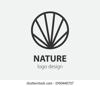 Geometric vector logo in a circle. High tech style logotype for nano technology, cryptocurrency and mobile applications in a simple linear design.
