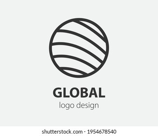 Geometric vector logo in a circle. High tech style logotype for nano technology, cryptocurrency and mobile applications in a simple linear design.