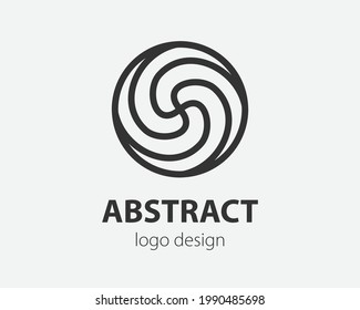 Geometric vector logo in a circle. High tech style logotype for nano technology, cryptocurrency and mobile applications in a simple linear design.