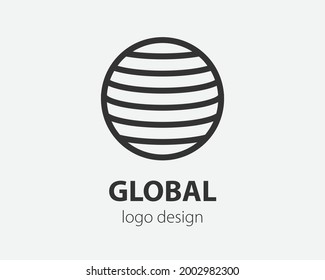 Geometric vector logo in a circle. High tech style logotype for nano technology, cryptocurrency and mobile applications in a simple linear design.