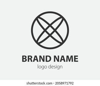Geometric vector logo in a circle. High tech style logotype for nano technology, cryptocurrency and mobile applications in a simple linear design.