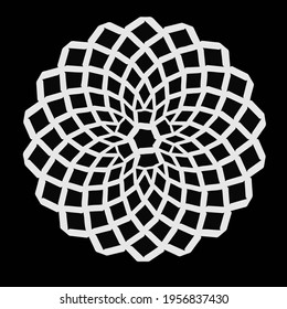 Geometric vector mandala with triangular elements. abstract ornament for wallpapers and backgrounds. Black and white colors. 