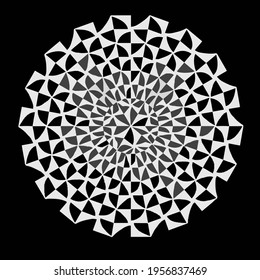 Geometric vector mandala with triangular elements. abstract ornament for wallpapers and backgrounds. Black and white colors. 