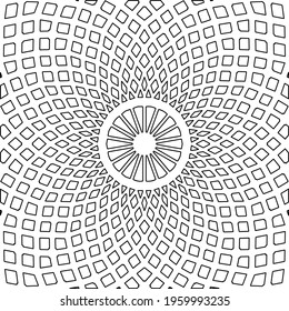 Geometric vector mandala with triangular elements. abstract ornament for wallpapers and backgrounds. Black and white colors. 