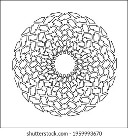 Geometric vector mandala with triangular elements. abstract ornament for wallpapers and backgrounds. Black and white colors. 