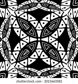 Geometric vector mandala with triangular elements. abstract ornament for wallpapers and backgrounds. Black and white mandala. 