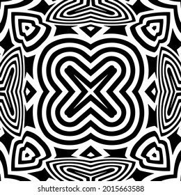 Geometric vector mandala with triangular elements. abstract ornament for wallpapers and backgrounds. Black and white mandala. 