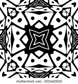 Geometric vector mandala with triangular elements. abstract ornament for wallpapers and backgrounds. Black and white mandala. 