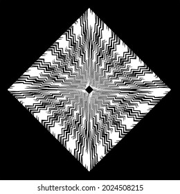 Geometric vector mandala with triangular elements. abstract ornament for wallpapers and backgrounds. Black and white pattern. 