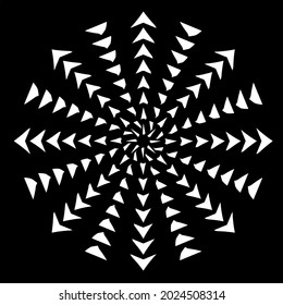 Geometric vector mandala with triangular elements. abstract ornament for wallpapers and backgrounds. Black and white pattern. 
