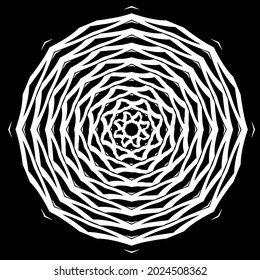 Geometric vector mandala with triangular elements. abstract ornament for wallpapers and backgrounds. Black and white pattern. 