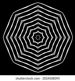 Geometric vector mandala with triangular elements. abstract ornament for wallpapers and backgrounds. Black and white pattern. 