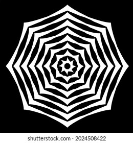Geometric vector mandala with triangular elements. abstract ornament for wallpapers and backgrounds. Black and white pattern. 
