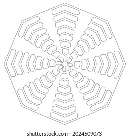 Geometric vector mandala with triangular elements. abstract ornament for wallpapers and backgrounds. Black and white pattern. 