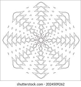 Geometric vector mandala with triangular elements. abstract ornament for wallpapers and backgrounds. Black and white pattern. 