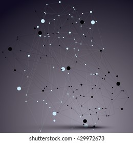 Geometric vector monochrome polygonal structure with lines mesh, modern lace science and technology element.
