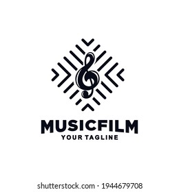 Geometric vector Music Logo Design template With Black and White Color