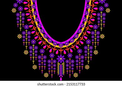 Geometric vector necklace embroidery,ethnic pattern from fantasy flower design for fashion,clothing and wrapping.