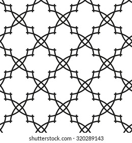 Geometric vector ornament with fine elements. Seamless black and white pattern for wallpapers and backgrounds
