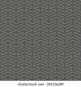 Geometric vector ornament with triangles. Seamless abstract texture with golden dots for wallpapers and background