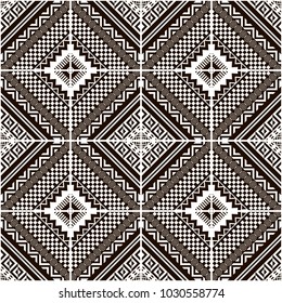 Geometric vector ornaments on a square tile. Black and white. Optical illusion. 45 degrees.