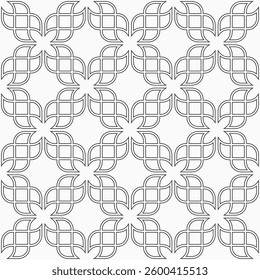 Geometric vector outline seamless lattice pattern. Linear style.Arabic style. Geometric lattice seamless pattern. Vector black and white background.