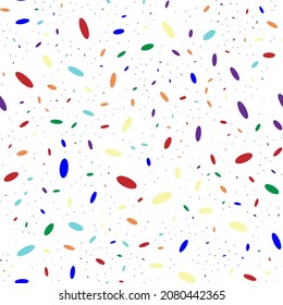 Confetti de Vector Geométrico Oval. Icono de la moda abstracta. Fondo de explosión del Partido Arcoiris. Diversión de color. Patrón de círculo frío arcoiris. Arte Volador sin Maravillas. Explosión navideña al azar. Caer Geo Fun Sparkle.