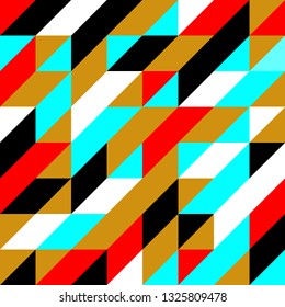 Geometric vector pattern. Abstract retro pattern of geometric shapes. Colorful mosaic backdrop. Seamless abstract background. Geometric hipster triangular background, vector