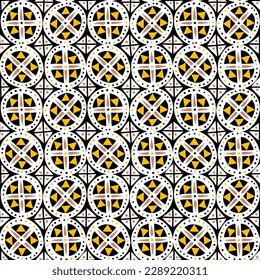 geometric vector pattern with african motif. Seamless vector background with circles, dots and crosses. Ethnic, tribal print