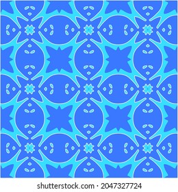 Geometric vector pattern with Aquamarine and blue colors. abstract ornament for wallpapers and backgrounds.