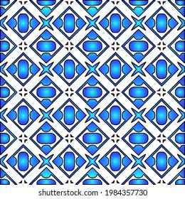 Geometric vector pattern with azure and blue gradient. simple ornament for wallpapers and backgrounds.