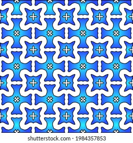 Geometric vector pattern with azure and blue gradient. simple ornament for wallpapers and backgrounds.