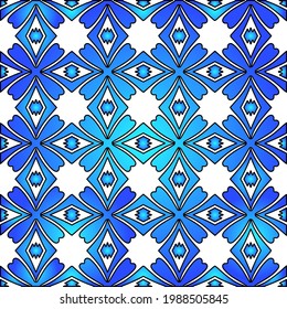 Geometric vector pattern with azure and blue gradient. simple ornament for wallpapers and backgrounds.