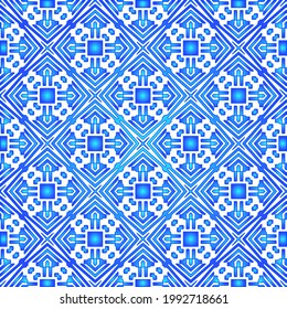 Geometric vector pattern with azure and blue gradient. simple ornament for wallpapers and backgrounds.