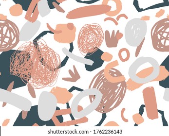 Geometric Vector pattern with black and white. Form a triangle, a line, a circle. Hipster fashion Memphis style. Retro Memphis 80s or 90s style fashion abstract background seamless pattern.