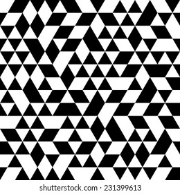 Geometric vector pattern with black and white triangular elements. Seamless abstract ornament for wallpapers and background