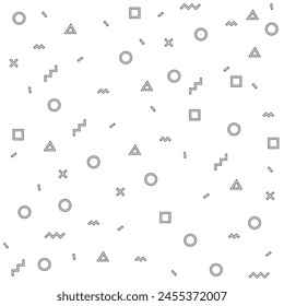 Geometric Vector pattern with black and white. Form a triangle a line circle square triangle Hipster fashion Memphis style.
