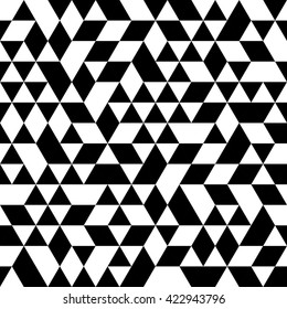 Geometric vector pattern with black and white triangles. Seamless abstract background